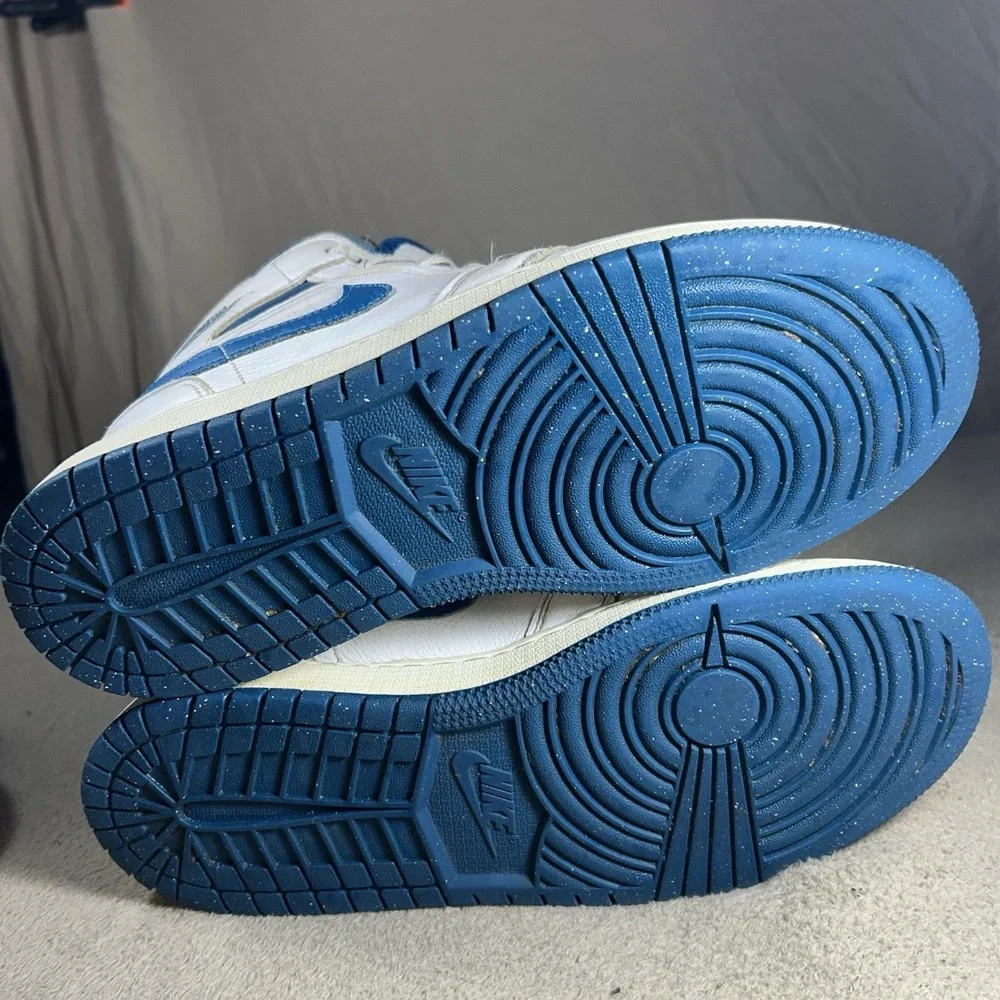 Nike Air Jordan 1 Mid SE GS Industrial Blue Shoes 7Y White FN7432-141
